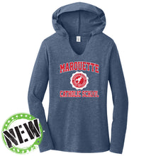Load image into Gallery viewer, Marquette Catholic School - "Retro Crest" Ladies Tri-Blend LS Hoodie