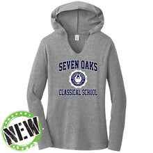 Load image into Gallery viewer, Seven Oaks Classical School - "Retro Crest" Ladies Tri-Blend LS Hoodie