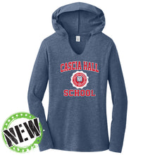 Load image into Gallery viewer, Cascia Hall - "Retro Crest" Ladies Tri-Blend LS Hoodie