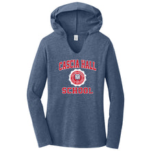 Load image into Gallery viewer, Cascia Hall - "Retro Crest" Ladies Tri-Blend LS Hoodie