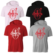 Load image into Gallery viewer, Junior Comets Football - "Blueprint" Youth/Adult Performance Hooded SS T