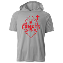 Load image into Gallery viewer, Junior Comets Football - "Blueprint" Youth/Adult Performance Hooded SS T