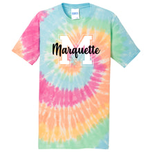 Load image into Gallery viewer, Marquette Catholic School - "Big M" Youth/Adult Tie-Dyed Short Sleeve T