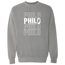 Load image into Gallery viewer, Philosophy Academy Tulsa - "Stacked" Unisex Garment Dyed Crewneck Sweatshirt