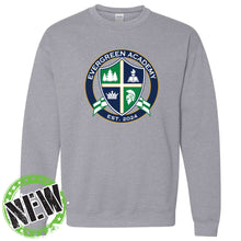 Load image into Gallery viewer, Evergreen Academy - &quot;Crest&quot; Youth/Adult Crewneck Sweatshirt
