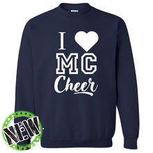 Load image into Gallery viewer, Monte Cassino - &quot;I Heart MC Cheer&quot; Youth/Adult Crewneck Sweatshirt
