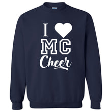 Load image into Gallery viewer, Monte Cassino - &quot;I Heart MC Cheer&quot; Youth/Adult Crewneck Sweatshirt
