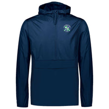 Load image into Gallery viewer, Evergreen Academy - "Crest" Youth/Adult Water Resistant 1/4 Zip Hooded Packable Pullover
