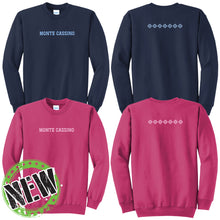 Load image into Gallery viewer, Monte Cassino - &quot;MC Crosses&quot; Youth/Adult Core Fleece Crewneck Sweatshirt
