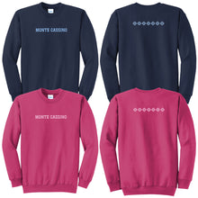 Load image into Gallery viewer, Monte Cassino - &quot;MC Crosses&quot; Youth/Adult Core Fleece Crewneck Sweatshirt
