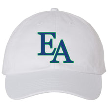 Load image into Gallery viewer, Evergreen Academy - "EA" Unstructured Garment Washed Hat
