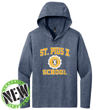 Load image into Gallery viewer, St. Pius X Catholic School - "Retro Crest" Youth/Adult Unisex Tri-Blend LS Hoodie
