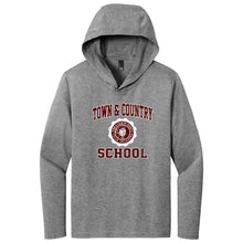 Load image into Gallery viewer, Town &amp; Country School - "Retro Crest" Youth/Adult Unisex Tri-Blend LS Hoodie
