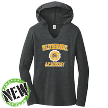 Load image into Gallery viewer, Weathermore Academy - "Retro Crest" Ladies Tri-Blend LS Hoodie
