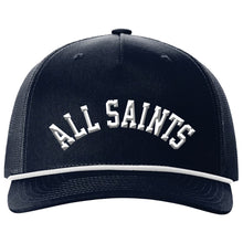 Load image into Gallery viewer, All Saints Catholic School - &quot;Arched&quot; Five Panel Trucker w/Rope
