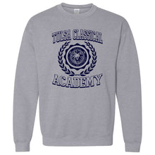 Load image into Gallery viewer, Tulsa Classical Academy - "Retro Crest" Youth/Adult Crewneck Sweatshirt
