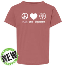 Load image into Gallery viewer, Undercroft Montessori Tulsa - &quot;Peace.Love.Undercroft&quot; Toddler Fashion Soft SS T

