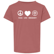 Load image into Gallery viewer, Undercroft Montessori Tulsa - &quot;Peace.Love.Undercroft&quot; Toddler Fashion Soft SS T
