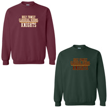 Load image into Gallery viewer, Holy Family Classical School - "Rally Stripe" Youth/Adult Crewneck Sweatshirt
