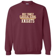 Load image into Gallery viewer, Holy Family Classical School - "Rally Stripe" Youth/Adult Crewneck Sweatshirt
