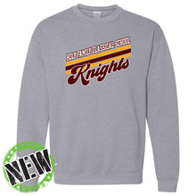 Load image into Gallery viewer, Holy Family Classical School - "Triple Stripe" Youth/Adult Crewneck Sweatshirt
