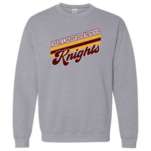 Load image into Gallery viewer, Holy Family Classical School - "Triple Stripe" Youth/Adult Crewneck Sweatshirt
