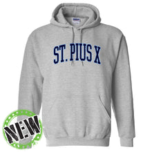 Load image into Gallery viewer, St. Pius X Catholic School - "Arch Distressed" Youth/Adult Hooded Sweatshirt
