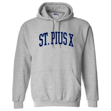 Load image into Gallery viewer, St. Pius X Catholic School - "Arch Distressed" Youth/Adult Hooded Sweatshirt

