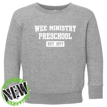 Load image into Gallery viewer, WEE Ministry Preschool - &quot;EST. 1977&quot; Toddler Elevated Crewneck Fleece
