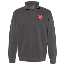 Load image into Gallery viewer, Wright Christian Academy - "Crest" Adult/Unisex 1/4 Zip Garment Dyed Sweatshirt
